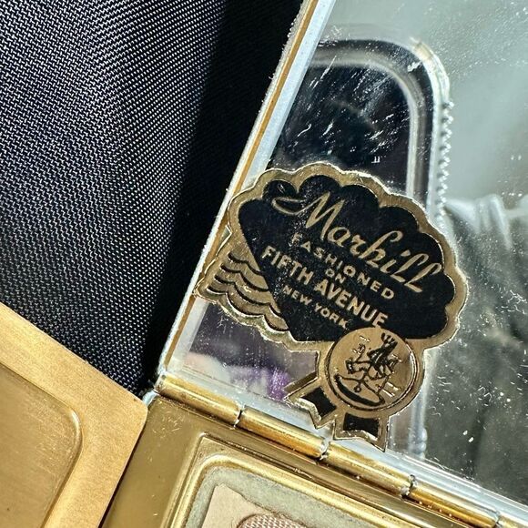 Vintage 1950s Marhill Diamanté Rhinestone Powder Compact - Picture 5 of 10